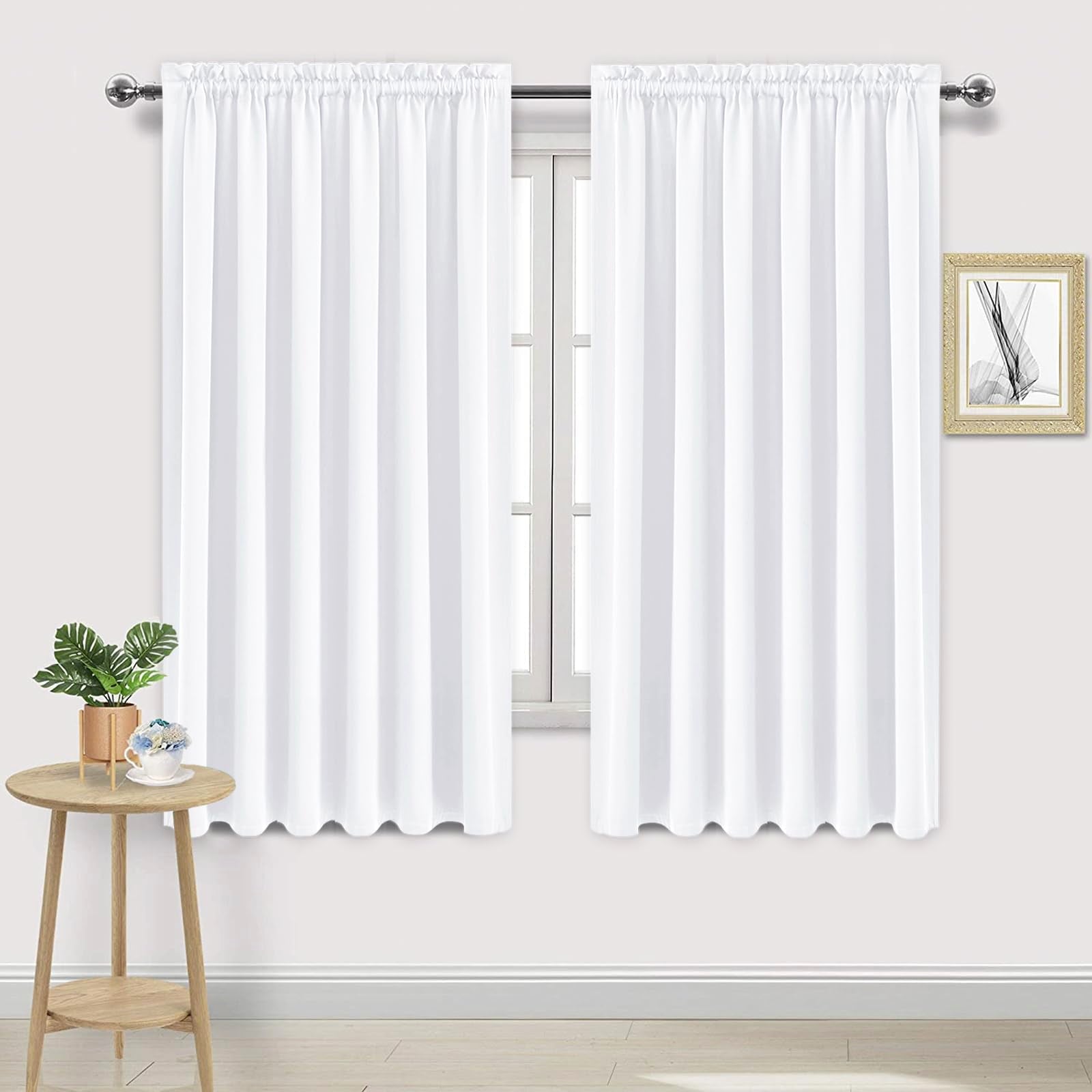 Dwcn White Curtains For Living Room Thermal Insulated, 50% Light Blocking Curtains For Bedroom, Dining Room Window, W 70X L 63 I
