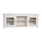 Flash Furniture Sheffield Engineered Wood TV Stand for 80" TVs, Media Console/TV Cabinet with 3 Adjustable Shelves and Glass Doors, White Wash Finish