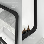 Charmor 60X40 Inch Black Metal Framed Bathroom Mirror For Wall, Large Rounded Rectangle Mirror, Matte Black Bathroom Vanity Mirr