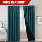 H.Versailtex 100% Blackout Curtains For Bedroom With Black Liner Full Room Darkening Curtains 84 Inches Long Thermal Insulated B