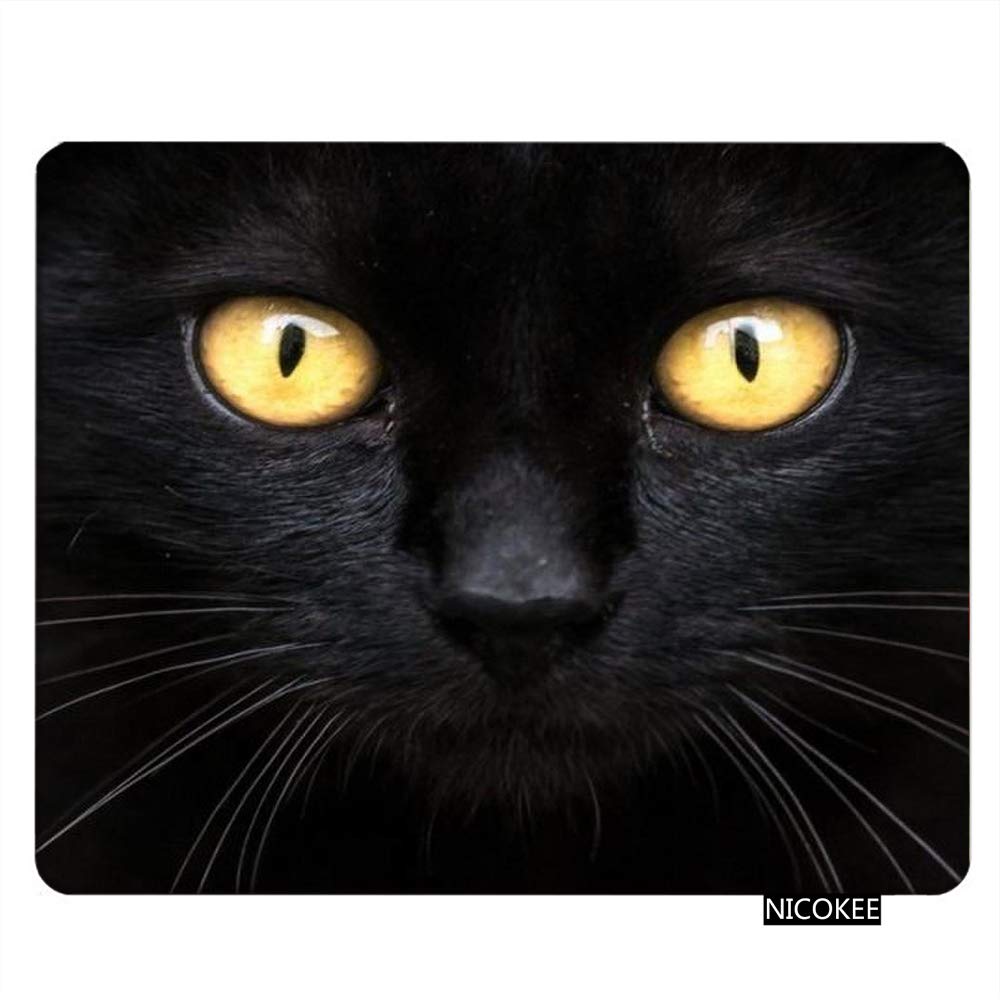 Nicokee Cat Rectangle Gaming Mousepad The Black Cat In The Dark Mouse Pad Mouse Mat For Computer Desk Laptop Office 9.5 X 7.9 In