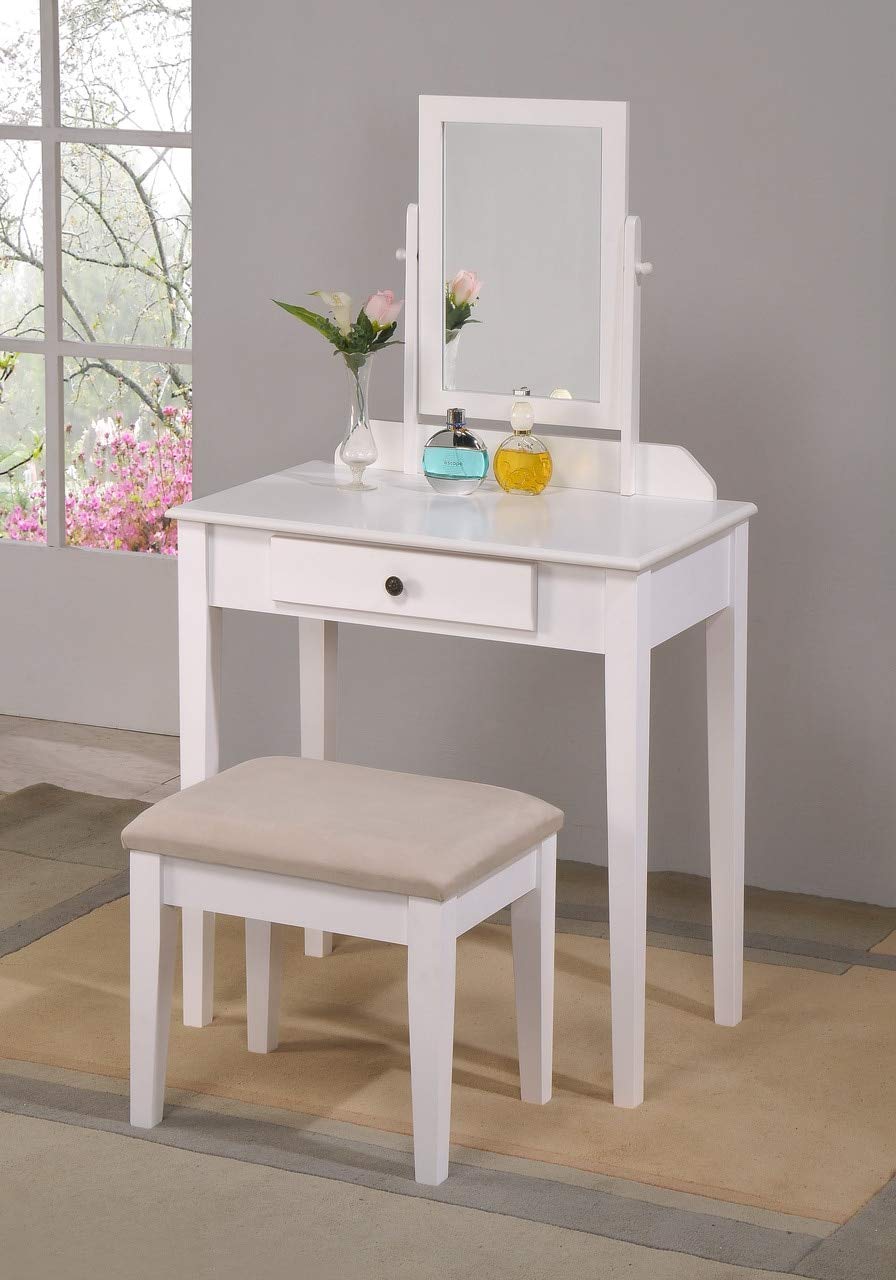 American Furniture Classics Vanity Table & Stool, Clean White