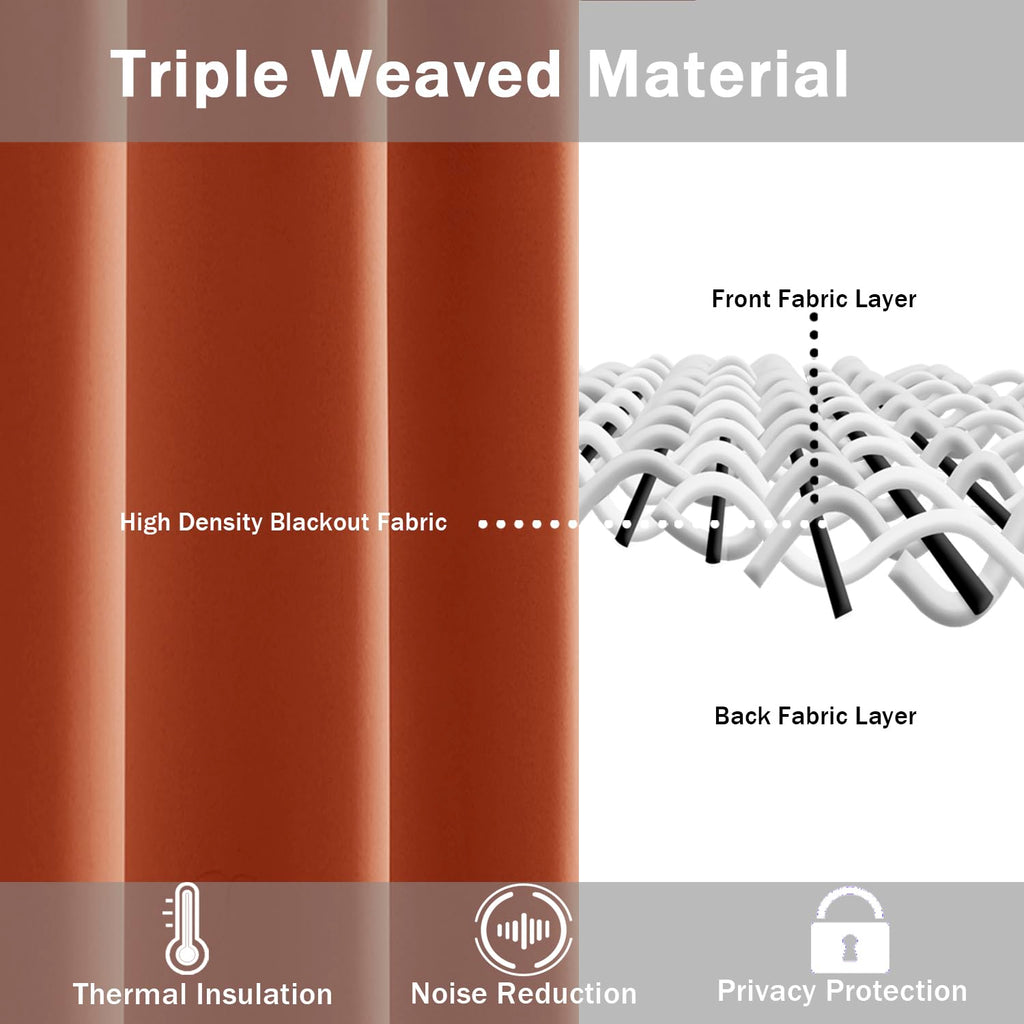 Jiuzhen Blackout Curtains With Tiebacks - Thermal Insulated, Light Blocking And Noise Reducing Grommet Curtain Drapes For Bedroom And Living Room, Set Of 2 Panels, 42 X 45 Inch Length, Caramel
