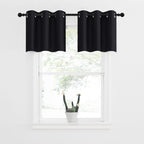 Nicetown Small Kitchen Window Curtains Valances - Thermal Insulated Home Decor Blackout Grommet Tier Curtains Drapes For Basement Window (Black, 42 Inches W By 18 Inches L 1.2 Inches Header,2 Pcs)