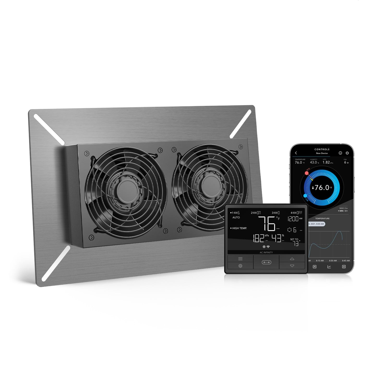 Ac Infinity Airtitan T7, Ventilation Fan 12' With Temperature Humidity Controller, For Crawl Space, Basement, Garage, Attic, Hy