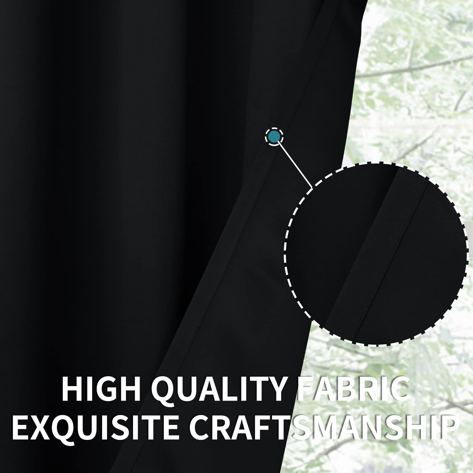 Bgment Blackout Curtains 90 Inches Length For Bedroom - Rod Pocket Room Darkening Window Drapes Binds For Living Room Office, Black, 2 Panels, 52 X 90 Inch