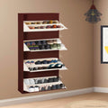 Delite Kom 29 Wide, 8 Shelf Metal Shoe Rack Wall Mounted For Home With Central Lock | Holds Upto 28 Shoes Or 48 Slippers Pair |