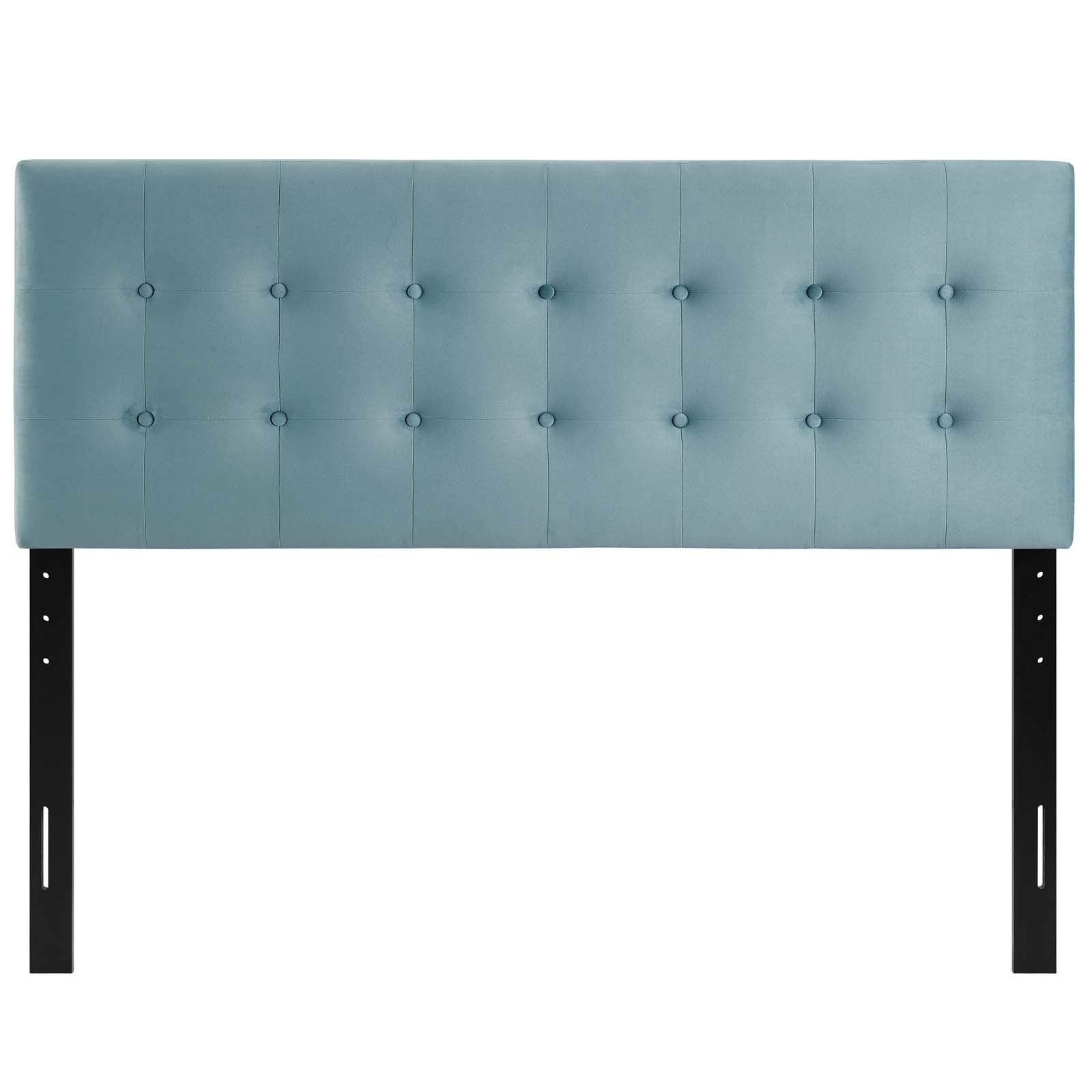 Modway Emily Queen Biscuit Tufted Performance Velvet Headboard, Light Blue