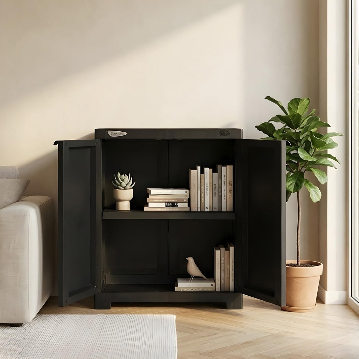 Nilkamal Freedom Small (Fms) 2 Shelves Plastic Bookshelf With 3Year Warranty| Multipurpose Storage Cabinet & Book Rack For Home