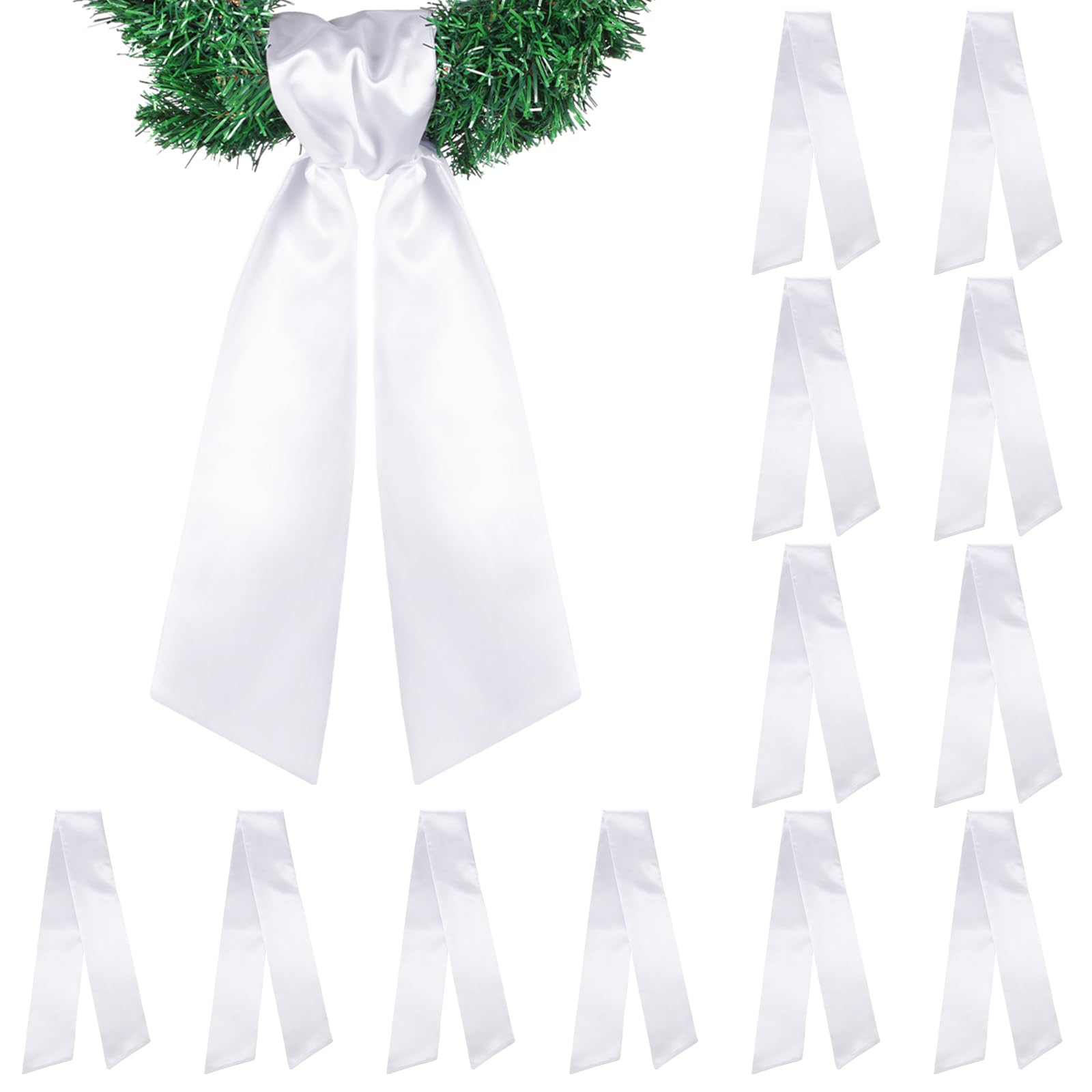 VitalCozy 12 Pcs Wreath Sash for Front Door Blank Wreath Sash Accessories Embroidery Plain Blanks for Embroidery Monogram Party 