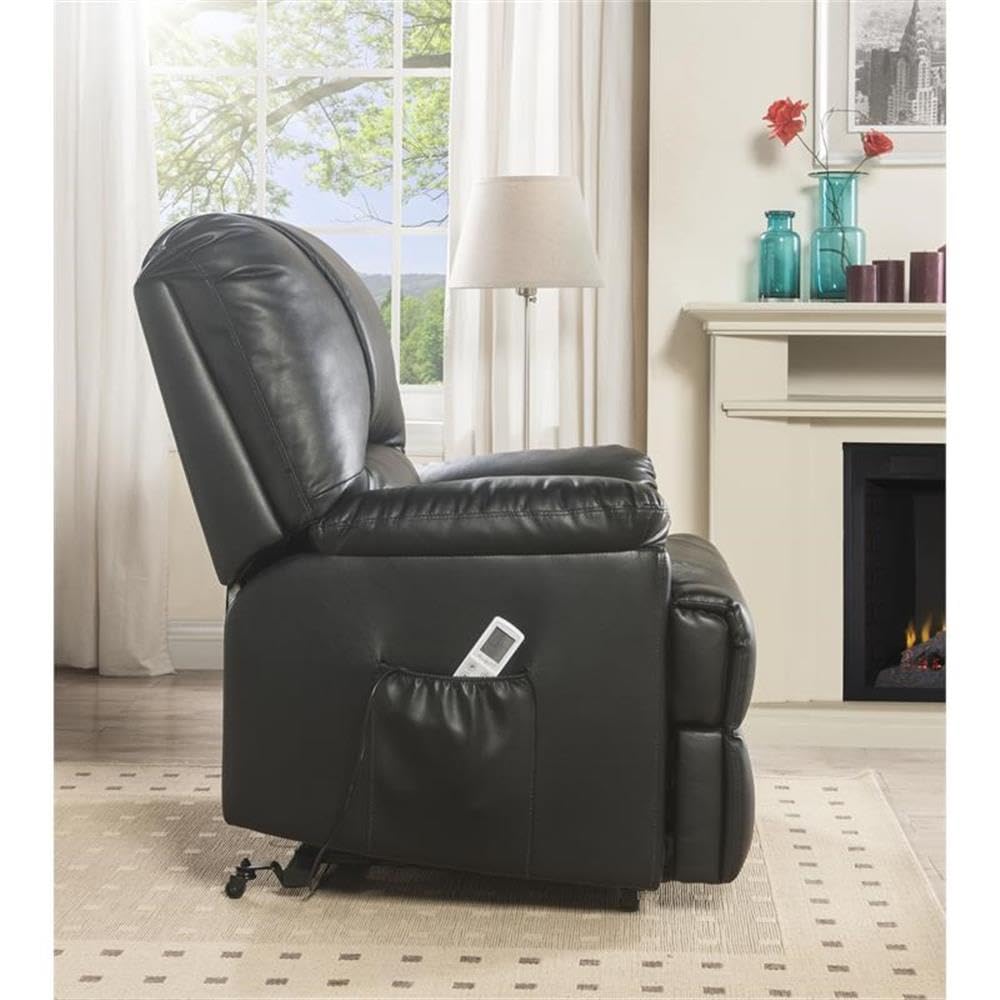 Acme Ixora Faux Leather Upholstered Recliner with Power Lift in Black