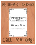 ThisWear Gift for Grandma Blessings Call Me Gigi Natural Wood Engraved 4x6 Portrait Picture Frame Wood