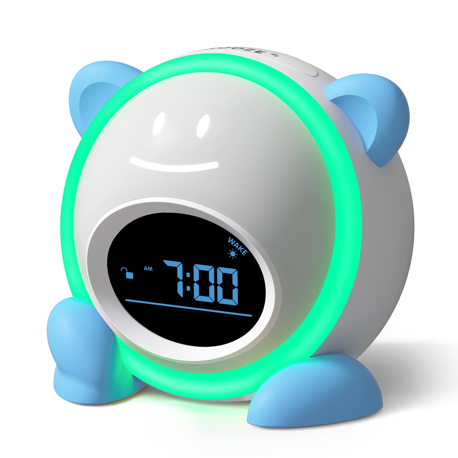 Windflyer OK to Wake Clock for Kids, Sleep Training Clock with Night Light and Sound Machine, Kids Alarm Clock for Bedrooms, Blu