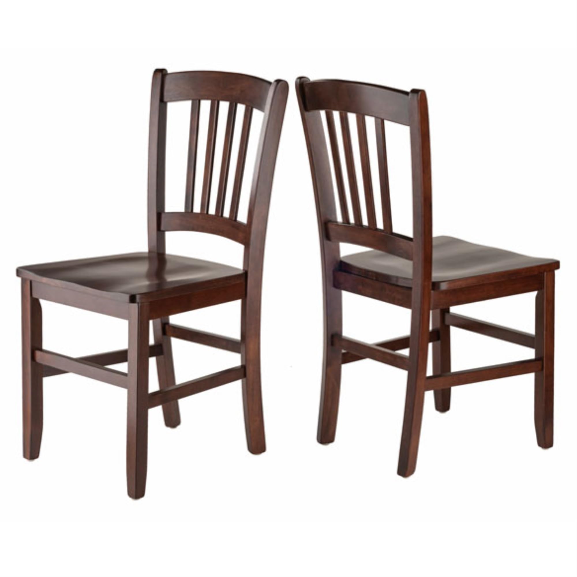 Ergode Elegant 3-Piece Shaye Dining Table Set | Solid Wood | Walnut Finish | 2 Slat Back Chairs | Contemporary Design | Easy Assembly (94358VV) (94358-VV) (94582-VV)
