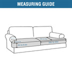 H.Versailtex Stretch 2 Piece T Cushion Sofa Slipcovers Individually Sofa Cushion Covers For 2 Cushion Couch Sofa Seat Cushion Covers With Elastic Bands Featuring Thicker Jacquard Fabric, Sage