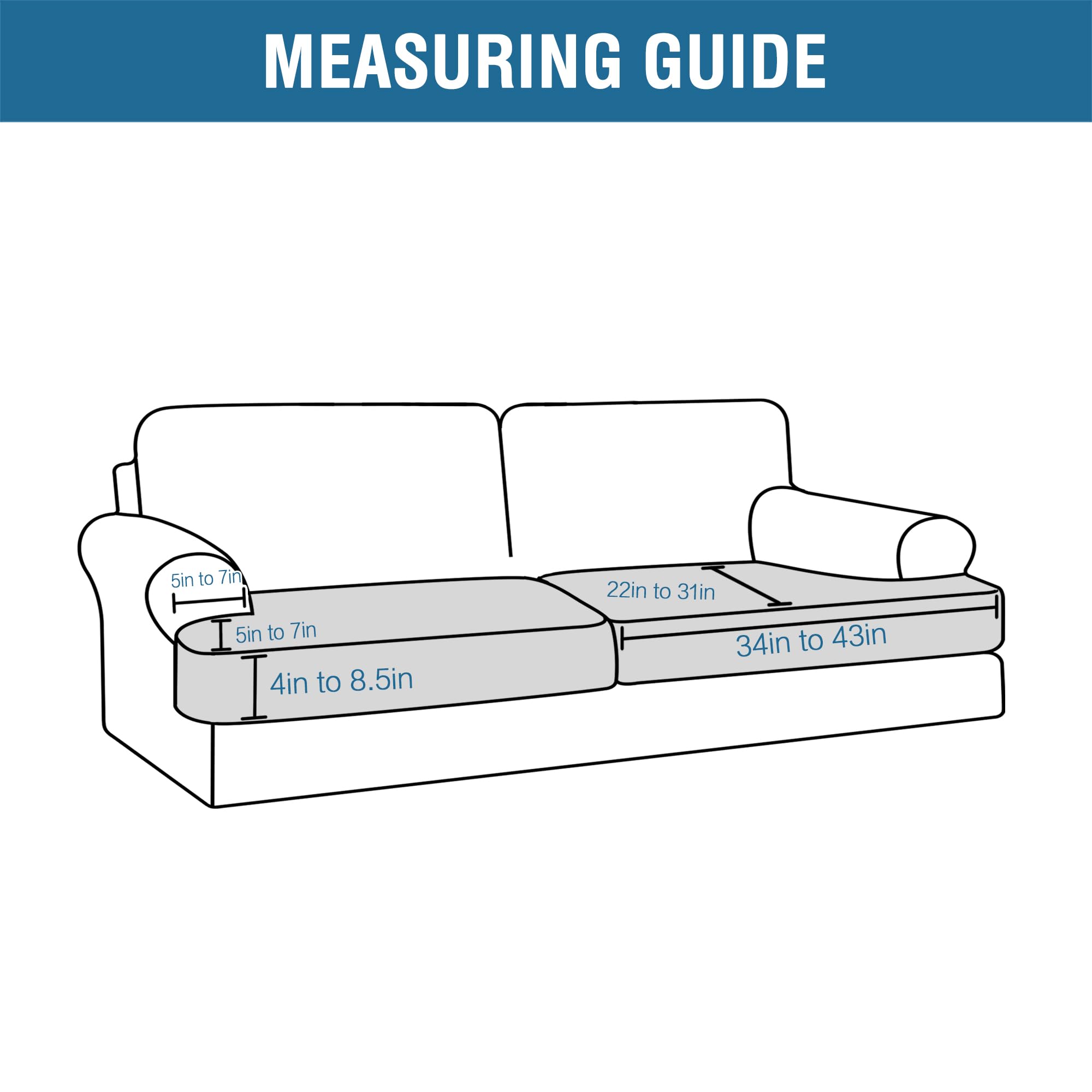 H.Versailtex Stretch 2 Piece T Cushion Sofa Slipcovers Individually Sofa Cushion Covers For 2 Cushion Couch Sofa Seat Cushion Covers With Elastic Bands Featuring Thicker Jacquard Fabric, Taupe