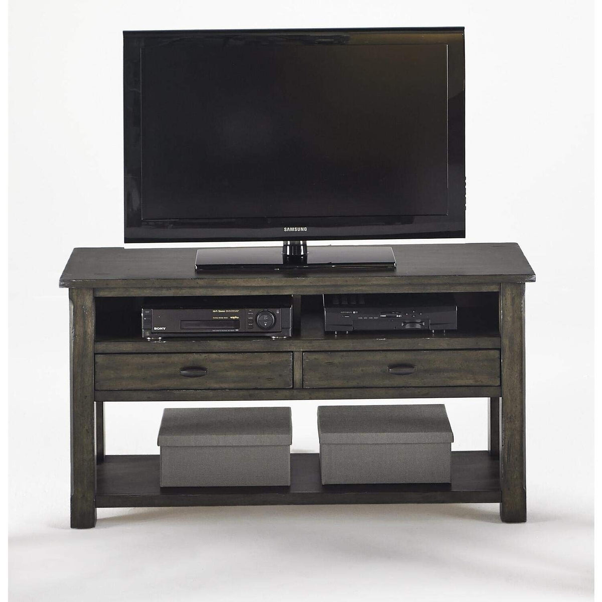 Entertainment Console In Smokey Gray Finish