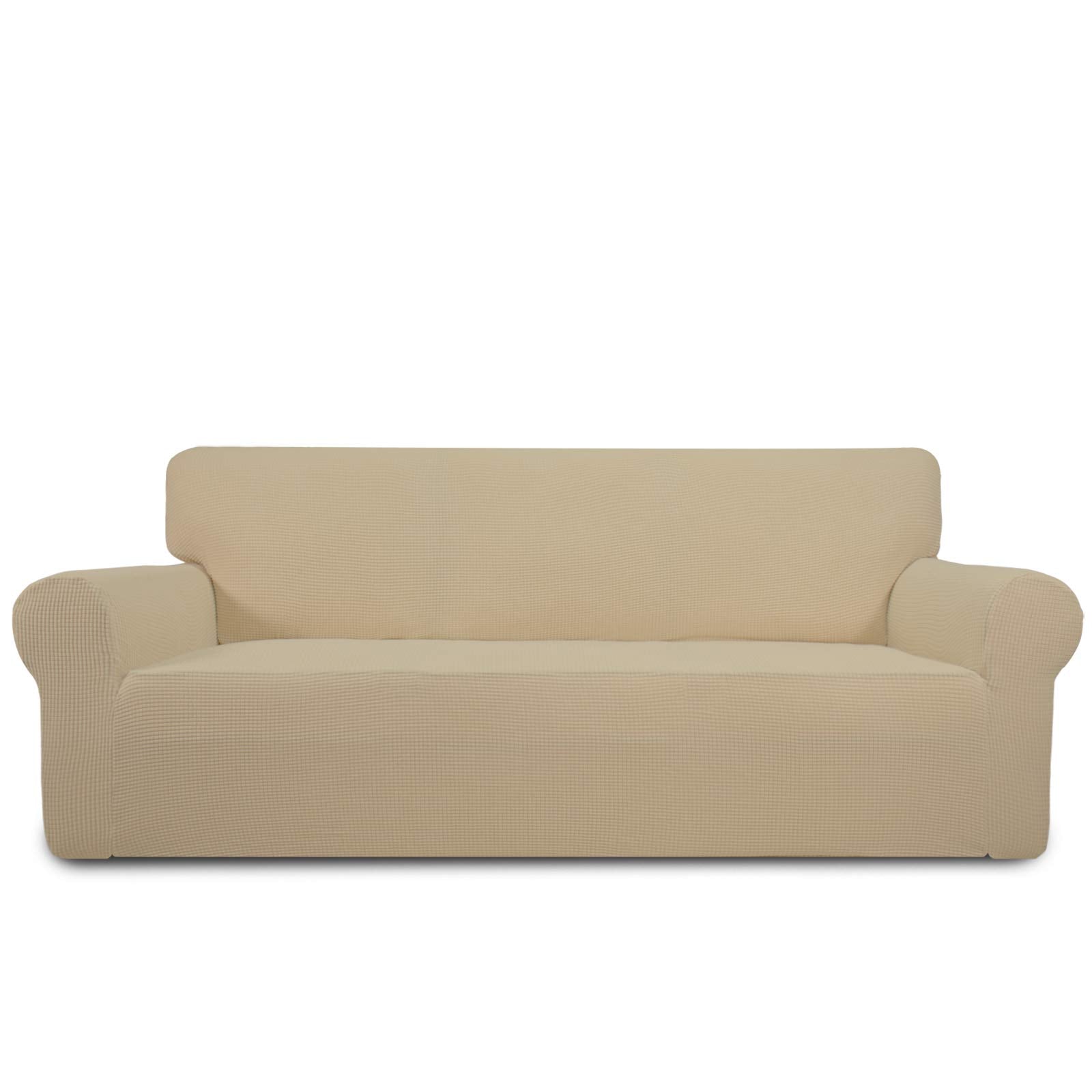Purefit Stretch Oversized Sofa Slipcover – Spandex Jacquard Non Slip Soft Couch Sofa Cover, Washable Furniture Protector With Non Skid Foam And Elastic Bottom For Kids (Oversized Sofa, Sand)