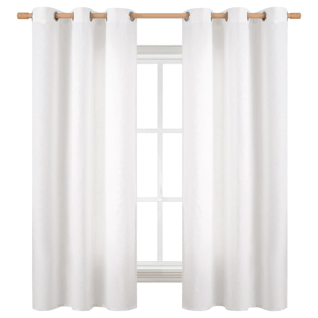 Bgment Pure White Curtains 63 Inch Length 2 Panels Set For Bedroom, Grommet Thick Linen Look Burlap Textured Light Filtering Privacy Window Drapes For Farmhouse Living Room, 42 X 63 Inch