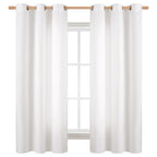 Bgment Pure White Curtains 63 Inch Length 2 Panels Set For Bedroom, Grommet Thick Linen Look Burlap Textured Light Filtering Privacy Window Drapes For Farmhouse Living Room, 42 X 63 Inch