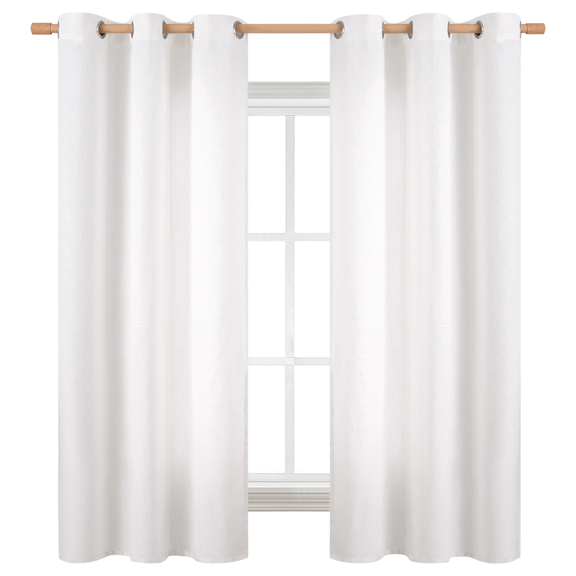 Bgment Pure White Curtains 63 Inch Length 2 Panels Set For Bedroom, Grommet Thick Linen Look Burlap Textured Light Filtering Privacy Window Drapes For Farmhouse Living Room, 42 X 63 Inch