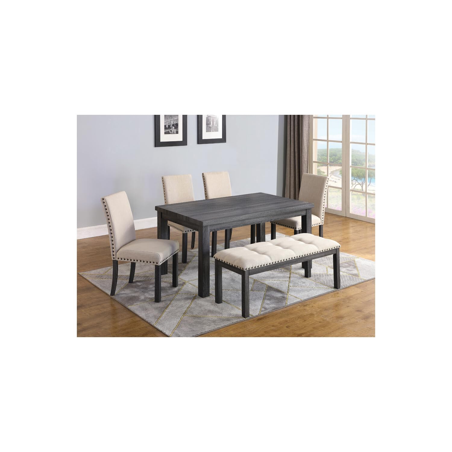 Best Master Linen Fabric Dining Side Chair In Antique Gray/Natural (Set Of 2)