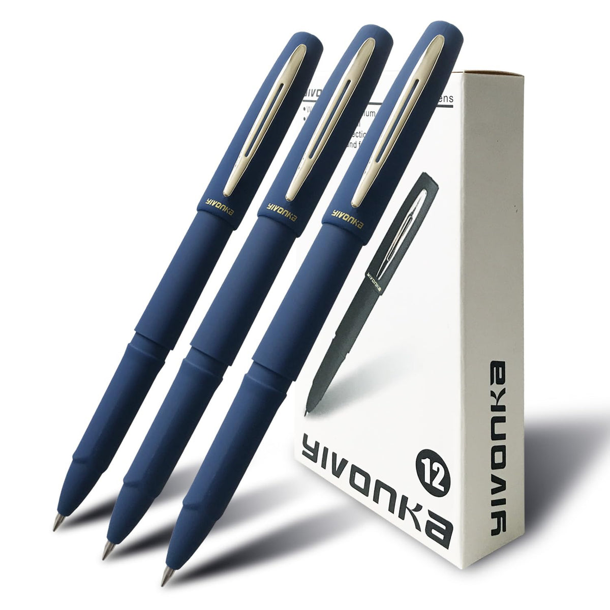 Yivonka Rollerball Pens Gel Ink Pens Office Pens Learning Pens, Blue Ink,Line Width 0.5Mm,Pack Of 12 (Blue-0.5Mm-12Pack)