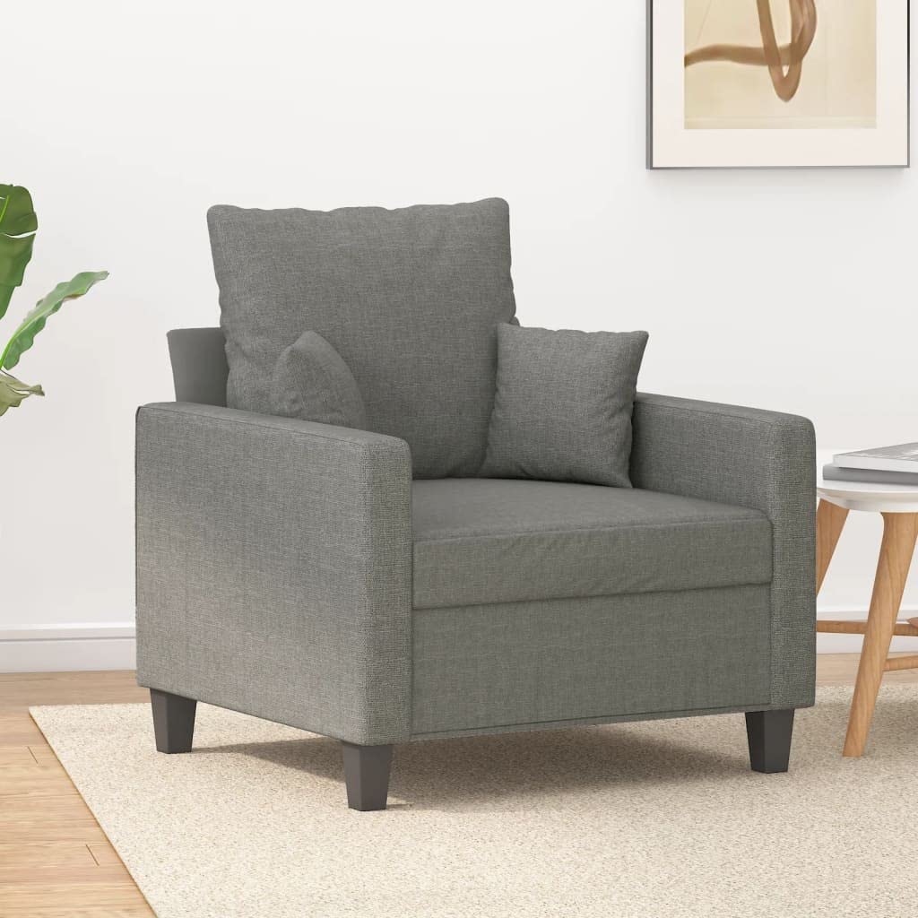vidaXL Modern 1-Seater Sofa Chair, Dark Gray Fabric, Highly Comfortable, Sturdy and Stable Frame, Thickly Padded Seat, Simple and Elegant Design