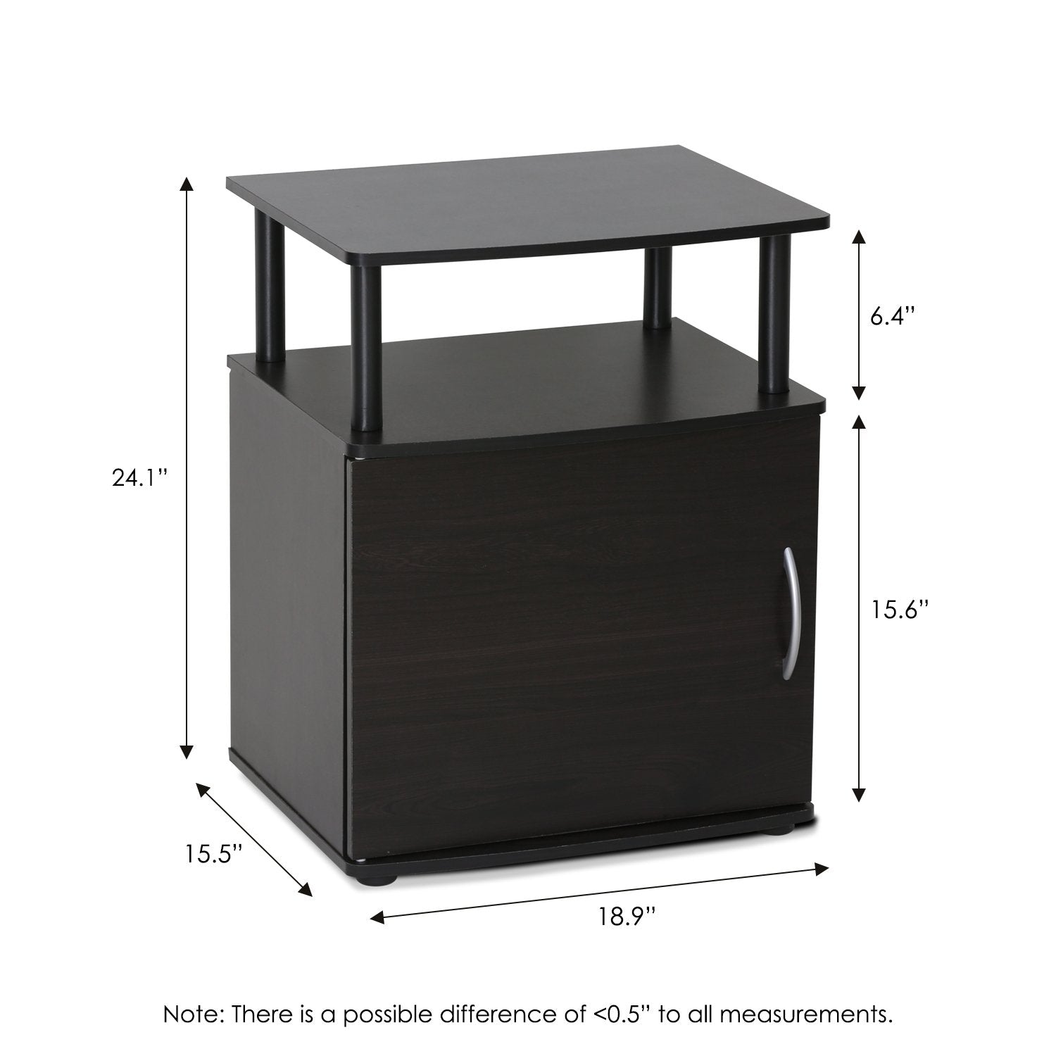 Furinno Jaya End Side Sofa Table/Nightstand With Door, 2-Pack, Pvc Tubes, Black Wood