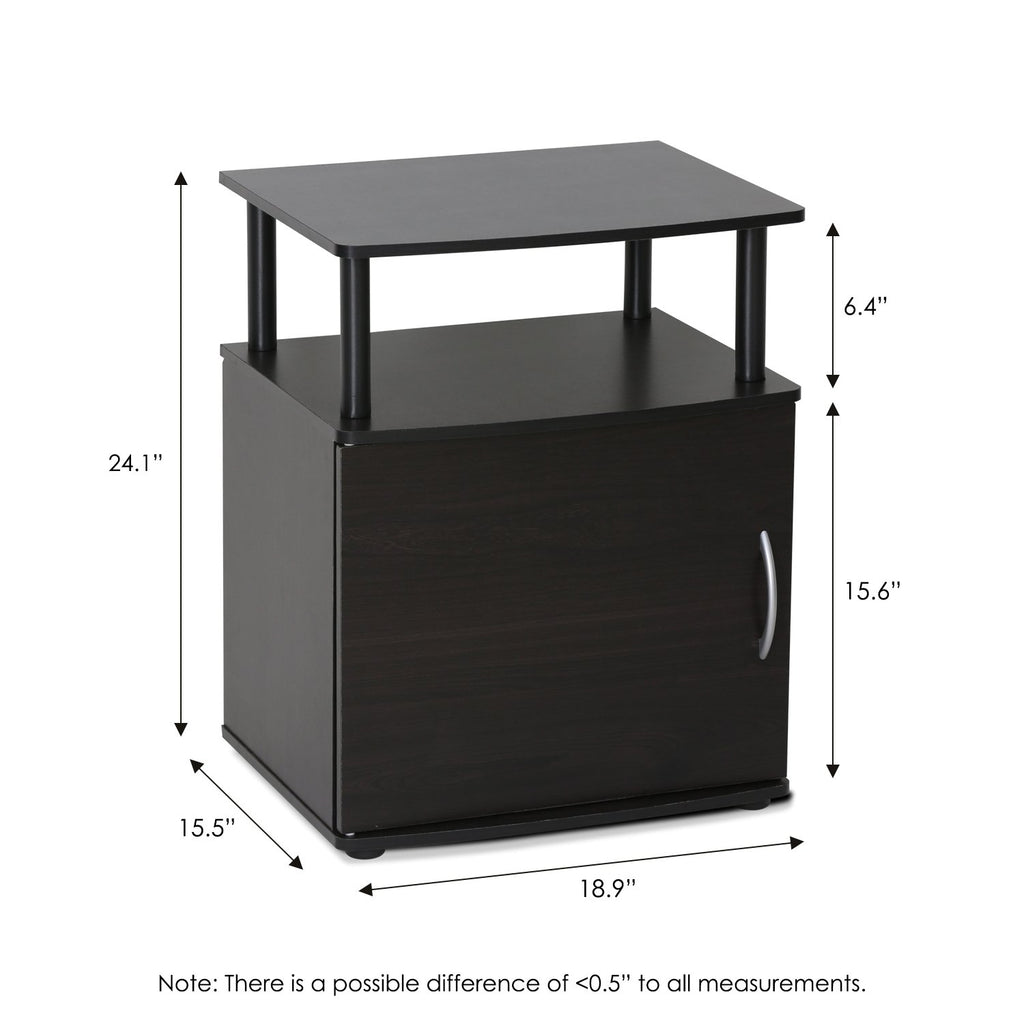 Furinno Jaya End Side Sofa Table/Nightstand With Door, 2-Pack, Pvc Tubes, Black Wood
