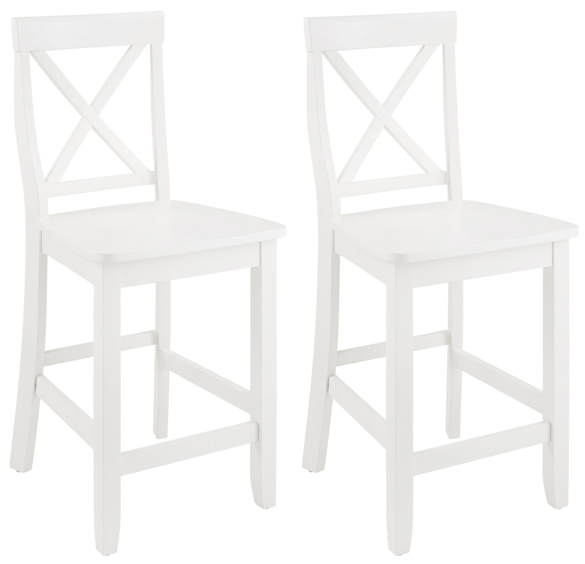 Crosley Furniture X-Back Wood Counter Height Bar Stools Set of 2, White, 24-inch