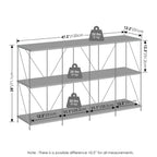 Furinno Wire 3-Tier Industrial Style Metal Frame Bookcase, Display Shelf, 47 Wide, Walnut Cove
