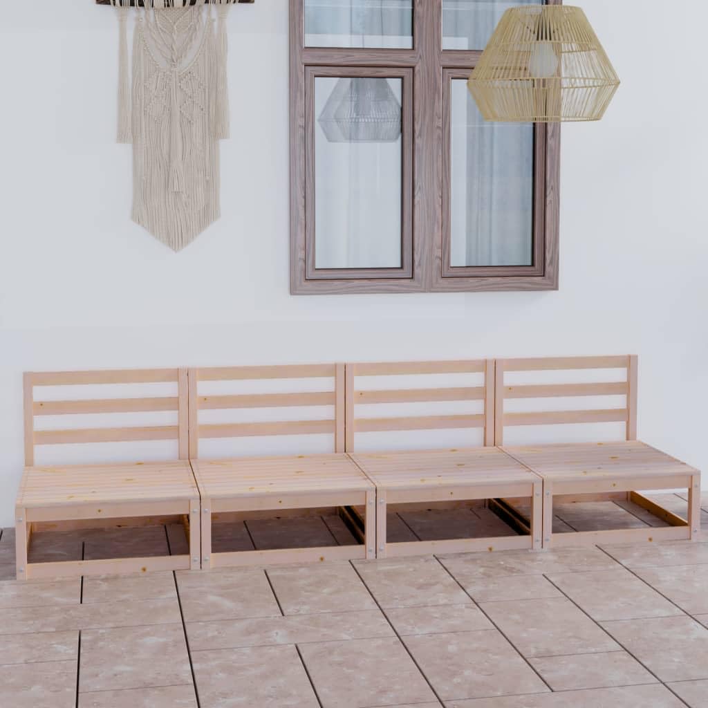 vidaXL Solid Pinewood Patio 4-Seater Sofa Garden Outdoor Lawn Yard Terrace Balcony Wooden Sectional Middle Sofa Seat Seating Furniture