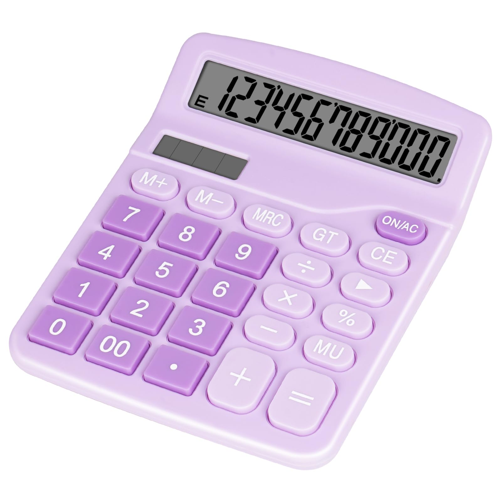 Danrong Cute Purple Desktop Calculator With Big Buttons, Dual Power Source, Solar And Battery, Large Display Screen - Perfect Fo