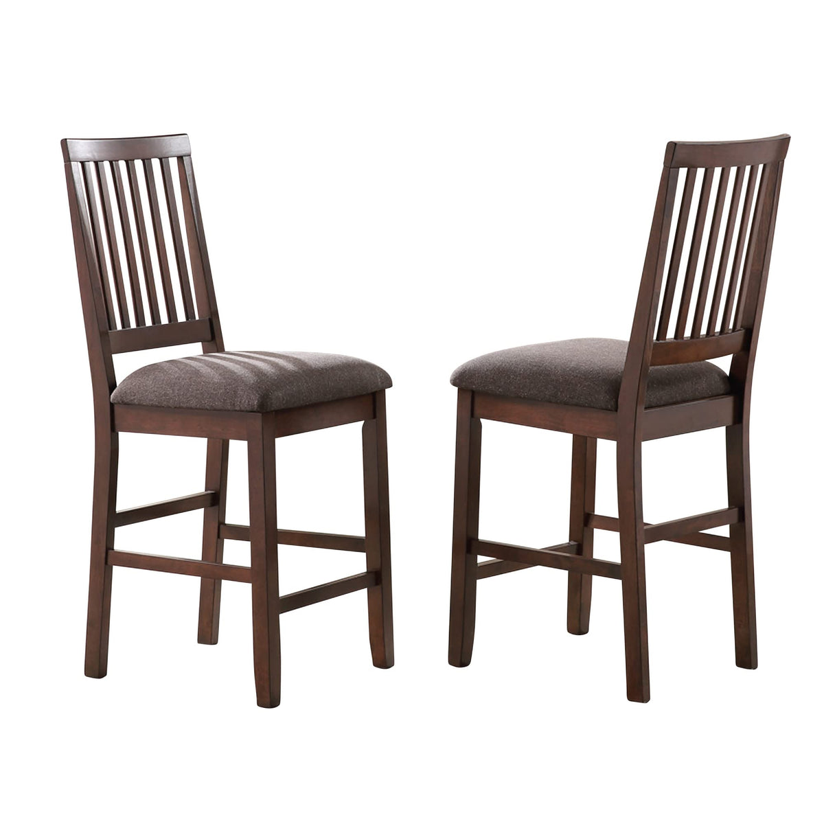 Steve Silver Furniture Yorktown Counter Chair, Espresso Rubberwood, W/ Gray Tweed Cushion & Footrest, Transitional Styled Dining, 24-Inch Seat Height, Verticel Slat-Back, 18.5&quot;D X 20&quot;W X 43&quot;H, Brown