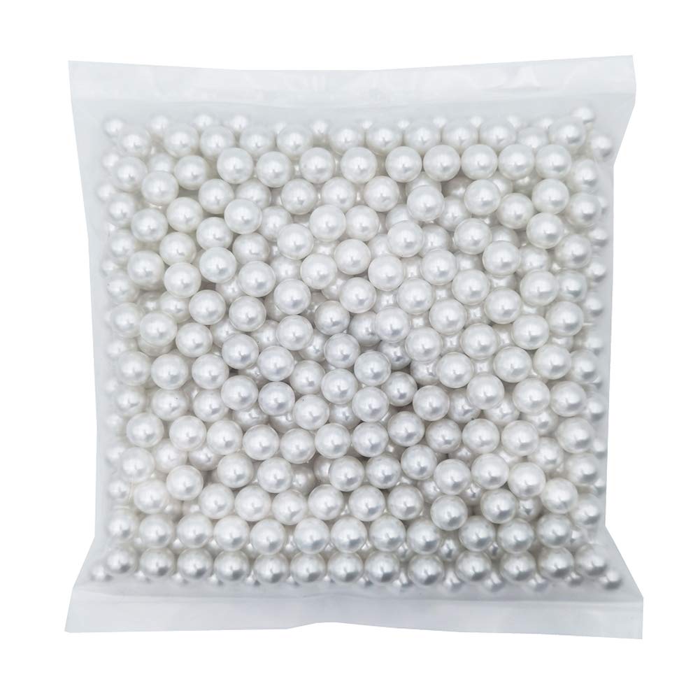 INSPIRELLE 580pcs White Undrilled ABS Art Faux Pearls for Vase Fillers, 10mm No Hole Makeup Beads to Hold Brush Eyeliner, Imitat