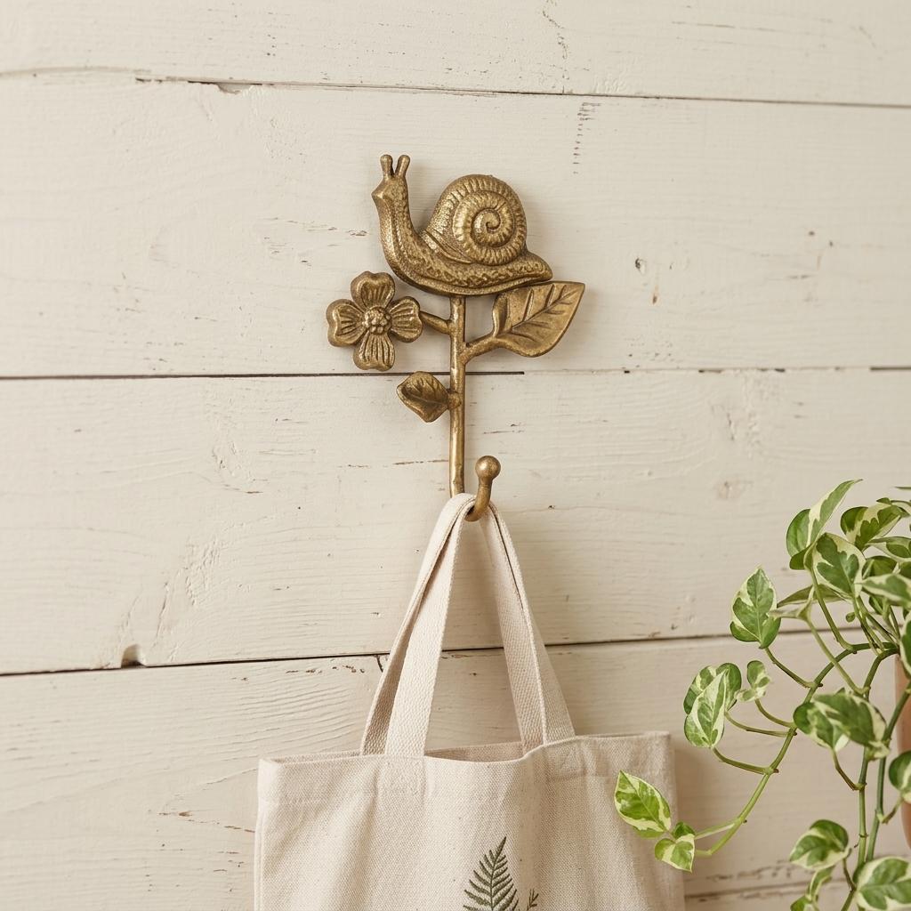 5 Gold Cast Iron Snail Wall Hook