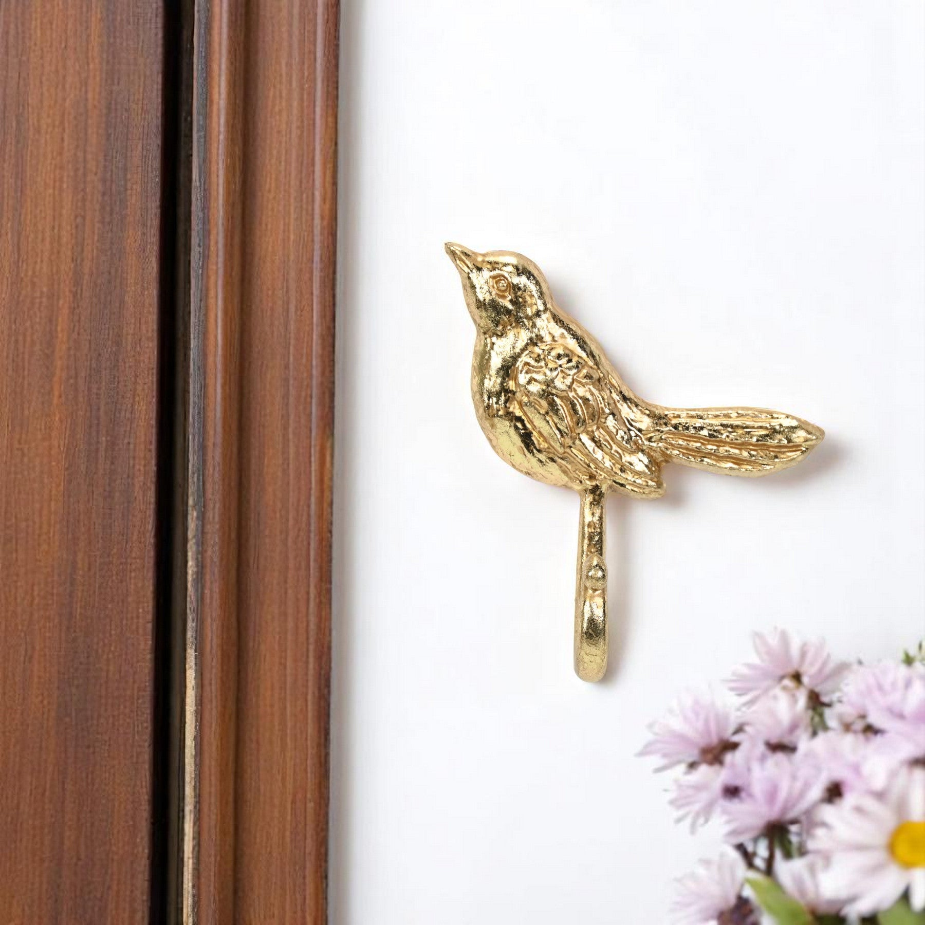5 Gold Cast Iron Bird Wall Hook