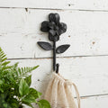 4 Black Cast Iron Flower Wall Hook