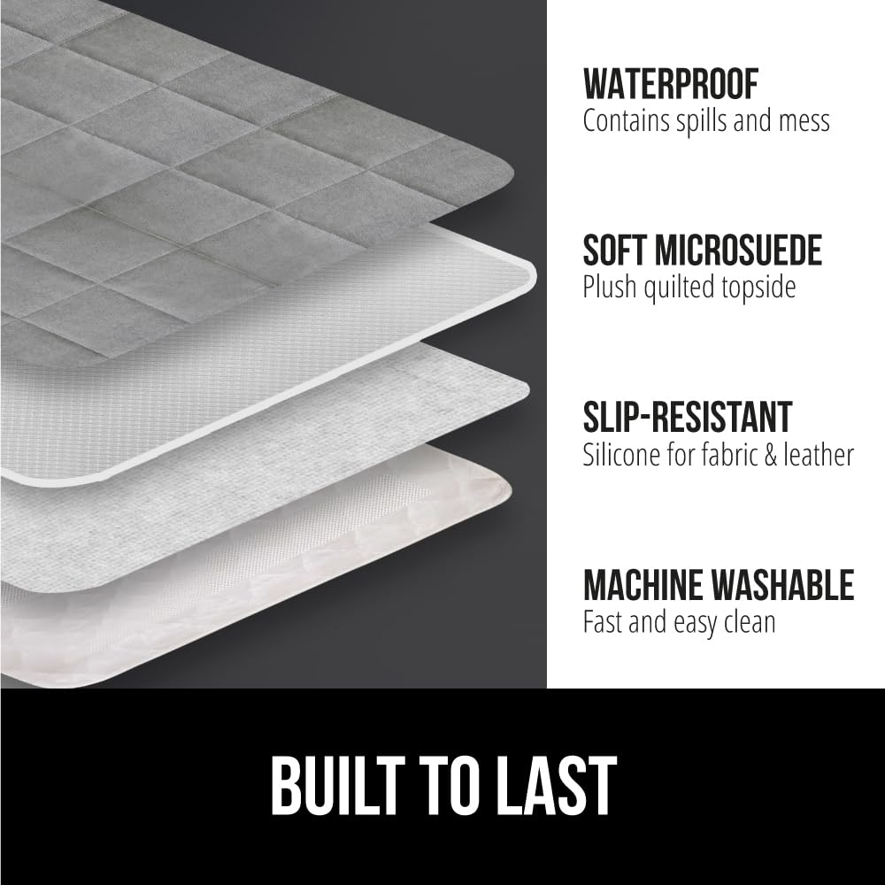 Gorilla Grip Patented Waterproof Slip-Resistant 50?Loveseat Protector Cover, For Leather Or Fabric Couch Cushion, Large Microsuede Furniture Covers Dogs Pets Machine Washable Slipcover, Gray