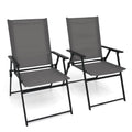 Anmutig Patio Folding Chairs Set Of 2, Outdoor Portable Dining Chair With Sling Back And Armrests For Lawn Camping Courtyard Bal
