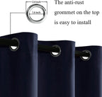 Jiuzhen Navy Blackout Curtains With Tiebacks-Thermal Insulated, Light Blocking/Noise Reducing Grommet Curtain Drapes For Bedroom/Living Room, Set Of 2 Window Curtain Panels, 52 X 84 Inch Length