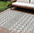 8' X 10' Linen Pink And Orange Geometric Washable Indoor Outdoor Area Rug