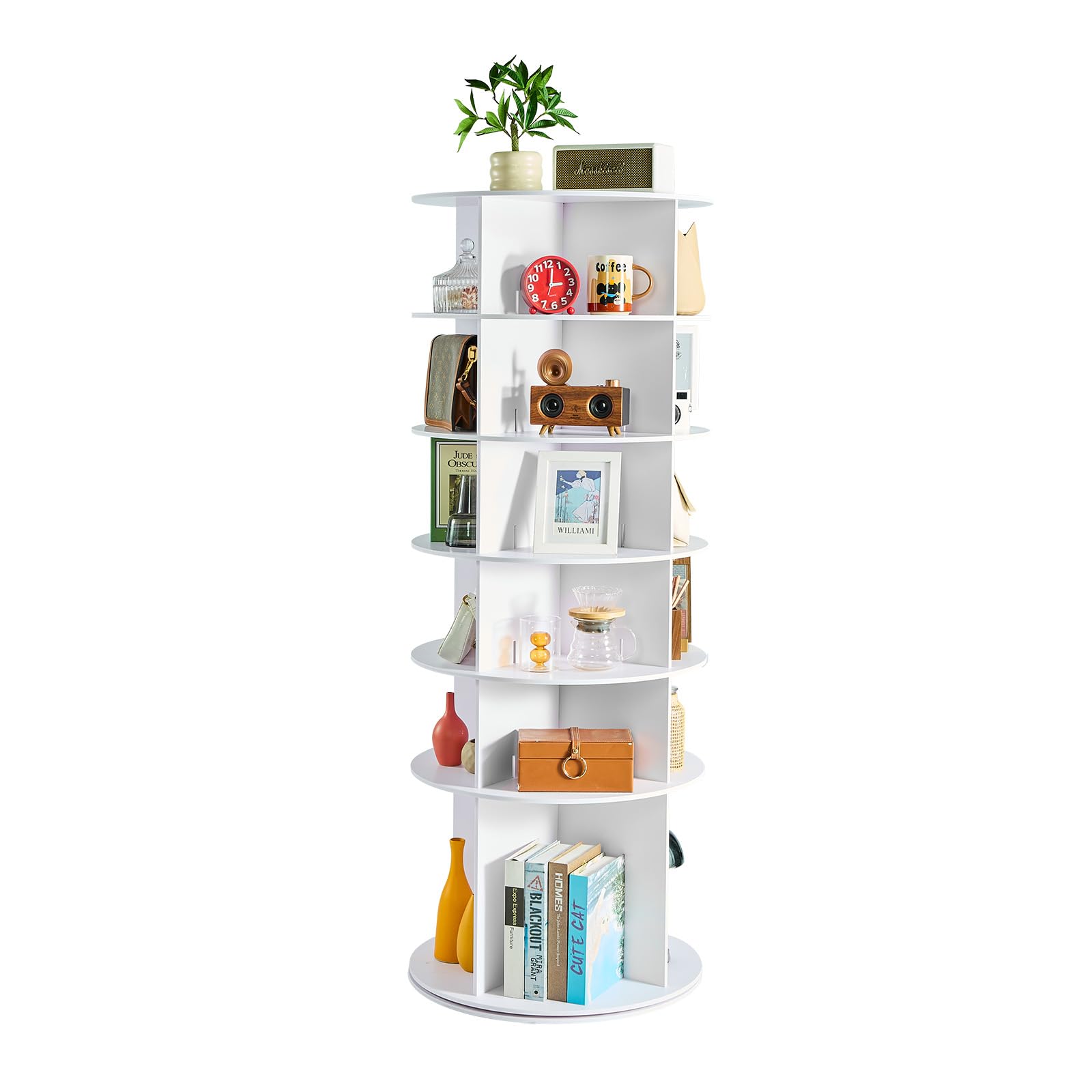 VEVOR 6 Tiers Rotating Shoe Rack Tower, 360 Spinning Shoe Rack, Revolving Storage Round Carousel Display, Freestanding Lazy Susa