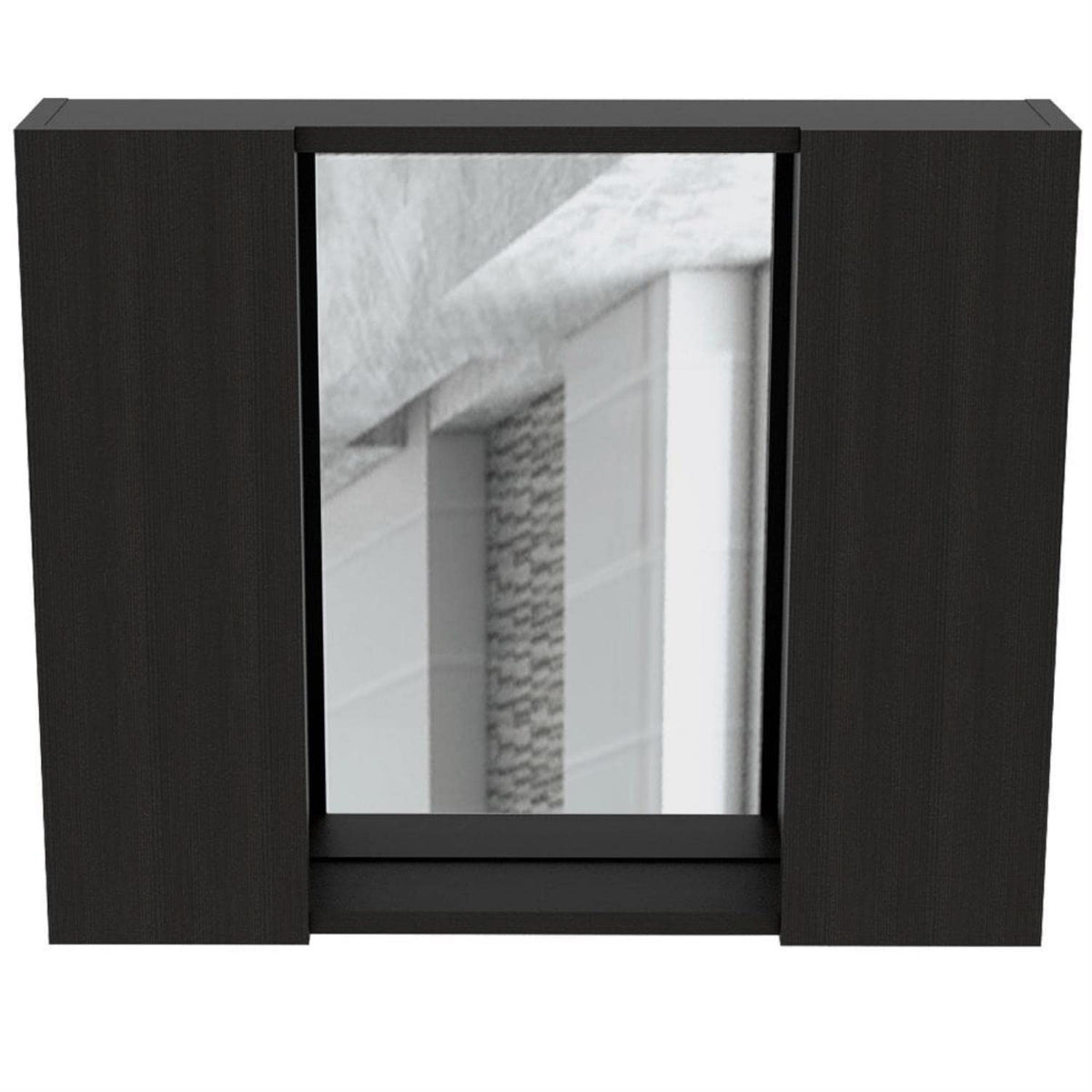 Garnet Medicine Cabinet With Mirror, 6 Inner Shelves, And External Shelf, Black