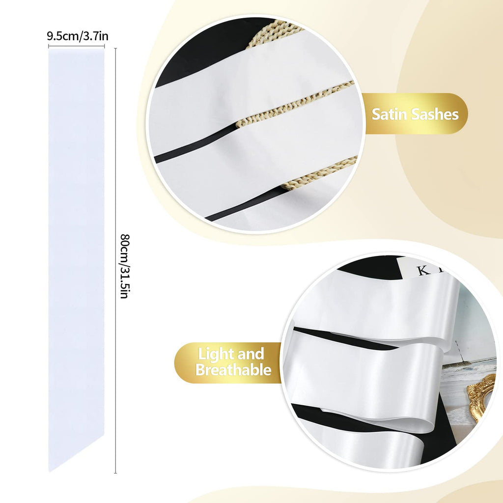 Dreamtop 16Pcs Sash Satin Sash White Blank Sash Blank Sashes For Pageants Senior Sash 2025 White Sash For Beauty Pageant