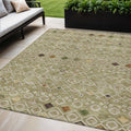 5' X 8' Sage Ivory And Beige Geometric Washable Indoor Outdoor Area Rug