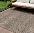 10' X 14' Brown And Ivory Chevron Washable Indoor Outdoor Area Rug