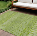 10' X 14' Lime Green And Ivory Chevron Washable Indoor Outdoor Area Rug