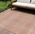 8' X 10' Salmon And Ivory Chevron Washable Indoor Outdoor Area Rug